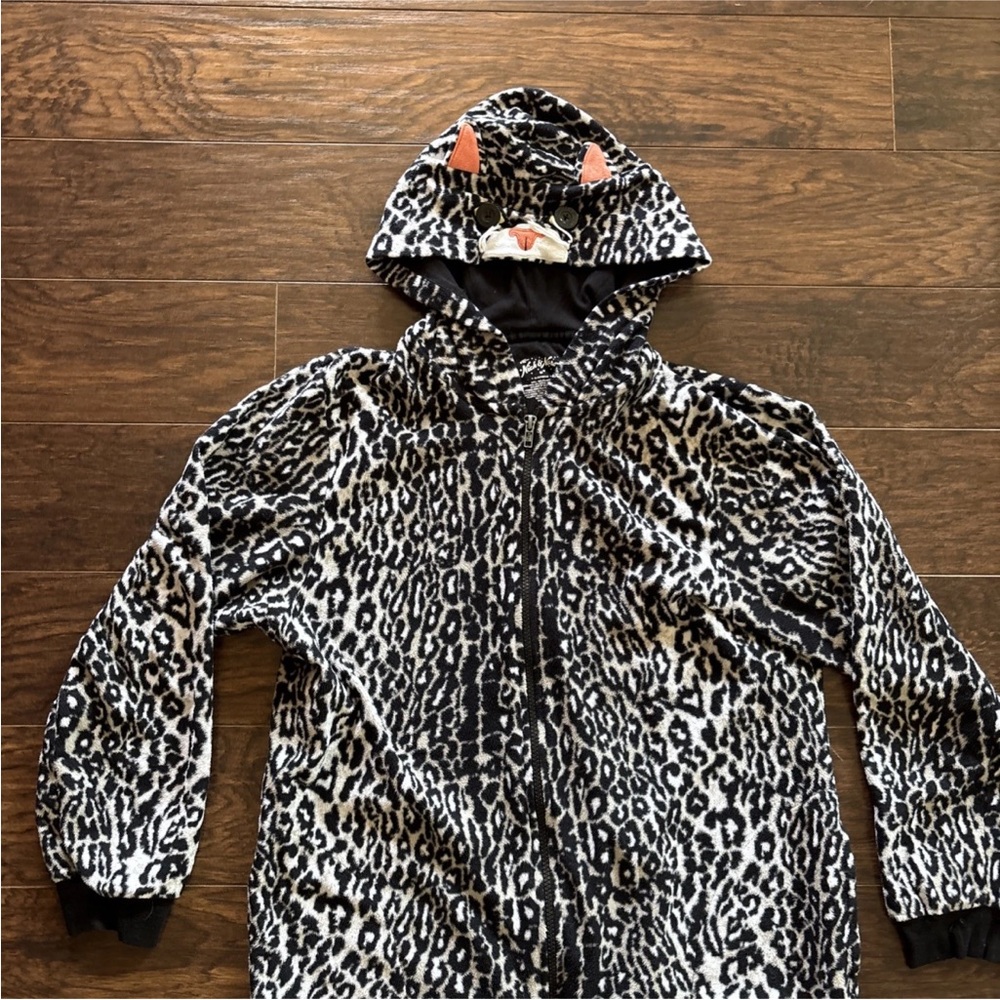 Nick & Nora Leopard Hooded Long John Pajamas